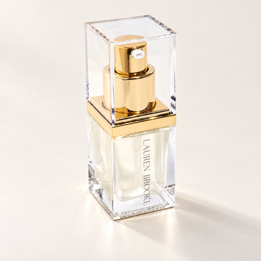 Lauren Brooke Intensive Immortal Elixir in a clear rectangular bottle with a gold pump