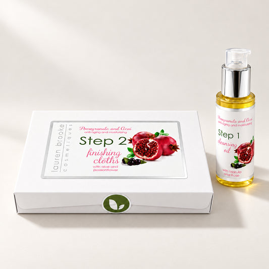 Lauren Brooke Cosmetiques Two Step Cleansing System Anti-Aging/Moisturizing with cleansing oil and finishing cloths