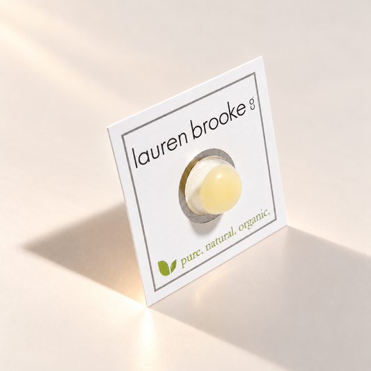 Lauren Brooke Vanilla Bean Lip Masque Sample in its original blister packaging on a display card